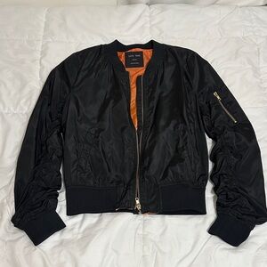 Love Tree Black Bomber Jacket with Orange Interior